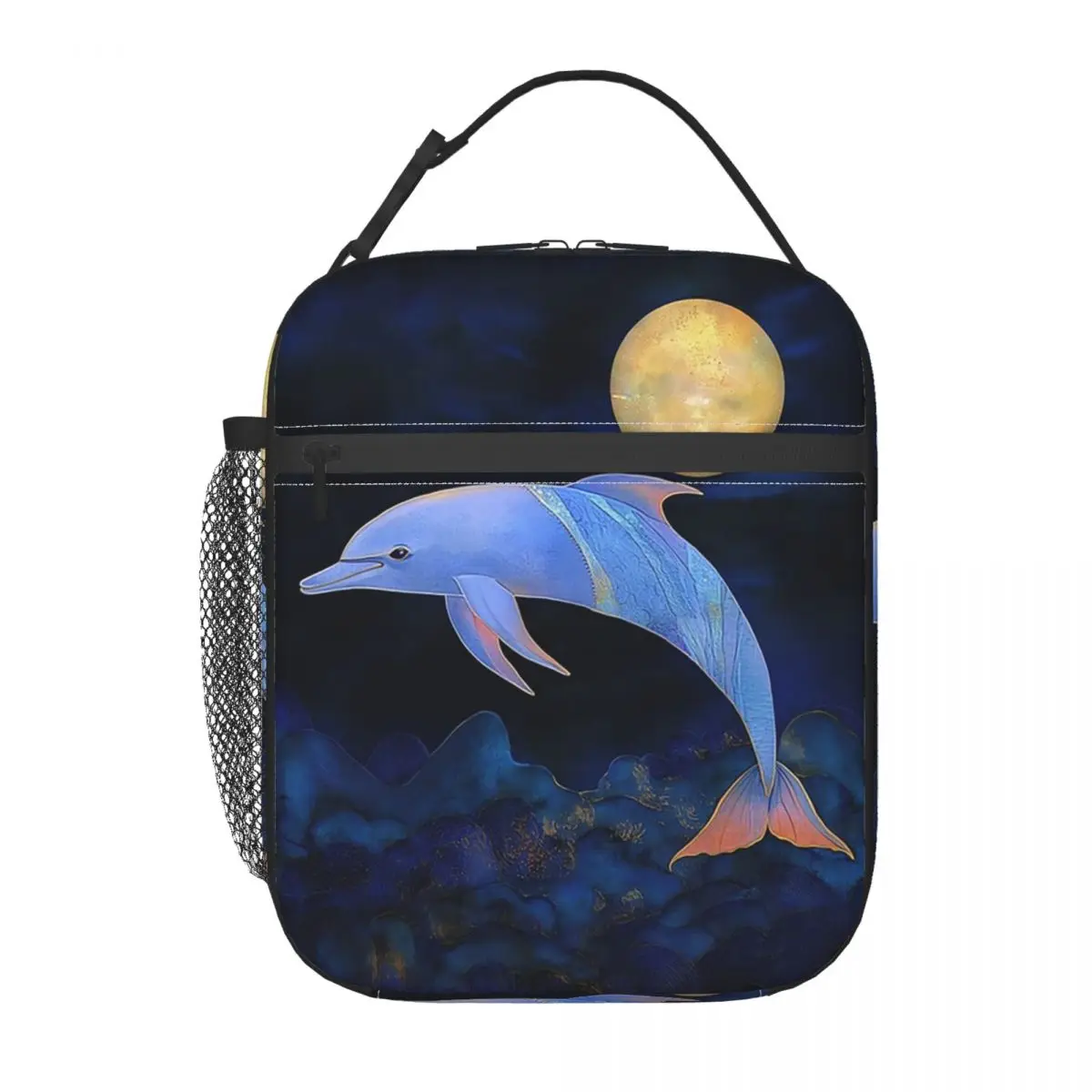 

Изолированная сумка для обеда с принтом «Мечтательный дельфин в глубоком море» для женщин и детей, портативные контейнеры для еды, термосумка для обеда