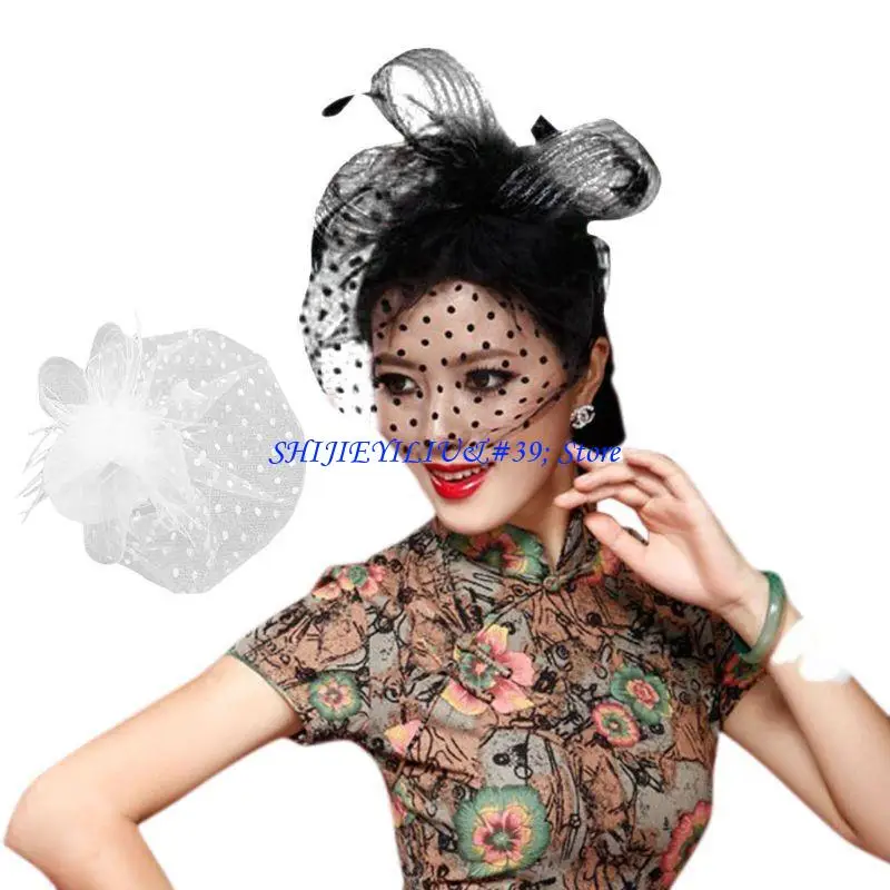 

E21F Womens Retro Point Mesh Veil Hat Color Hair
