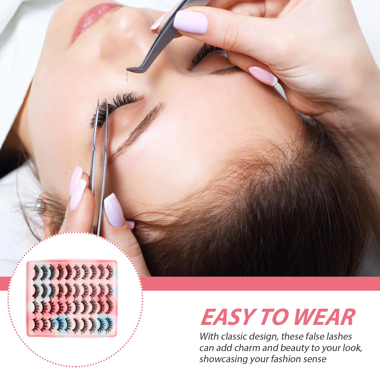 20 Paar natürliche gefälschte Wimpern, kurze klassische falsche Wimpern, gebogen, leicht zu tragen, Damen-Make-up-Zubehör, zum Üben falscher Wimpern