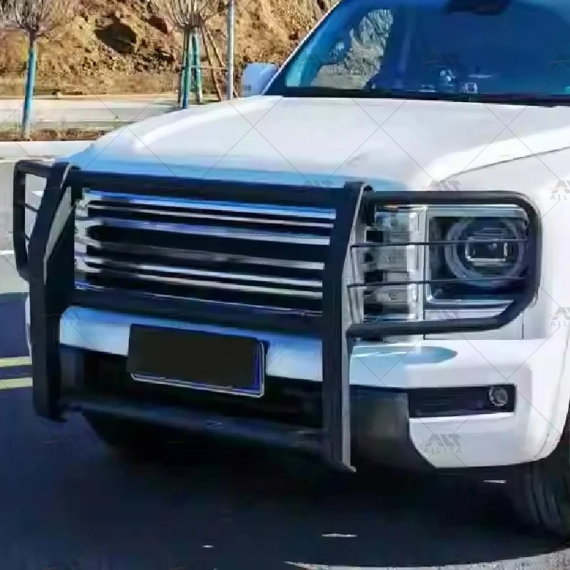 Steel Bull Bar, Heavy Duty Anti Knock Front Bumper Nudge Bar fit for Haval H9, Retrofit Car Exterior Parts Accessories 4