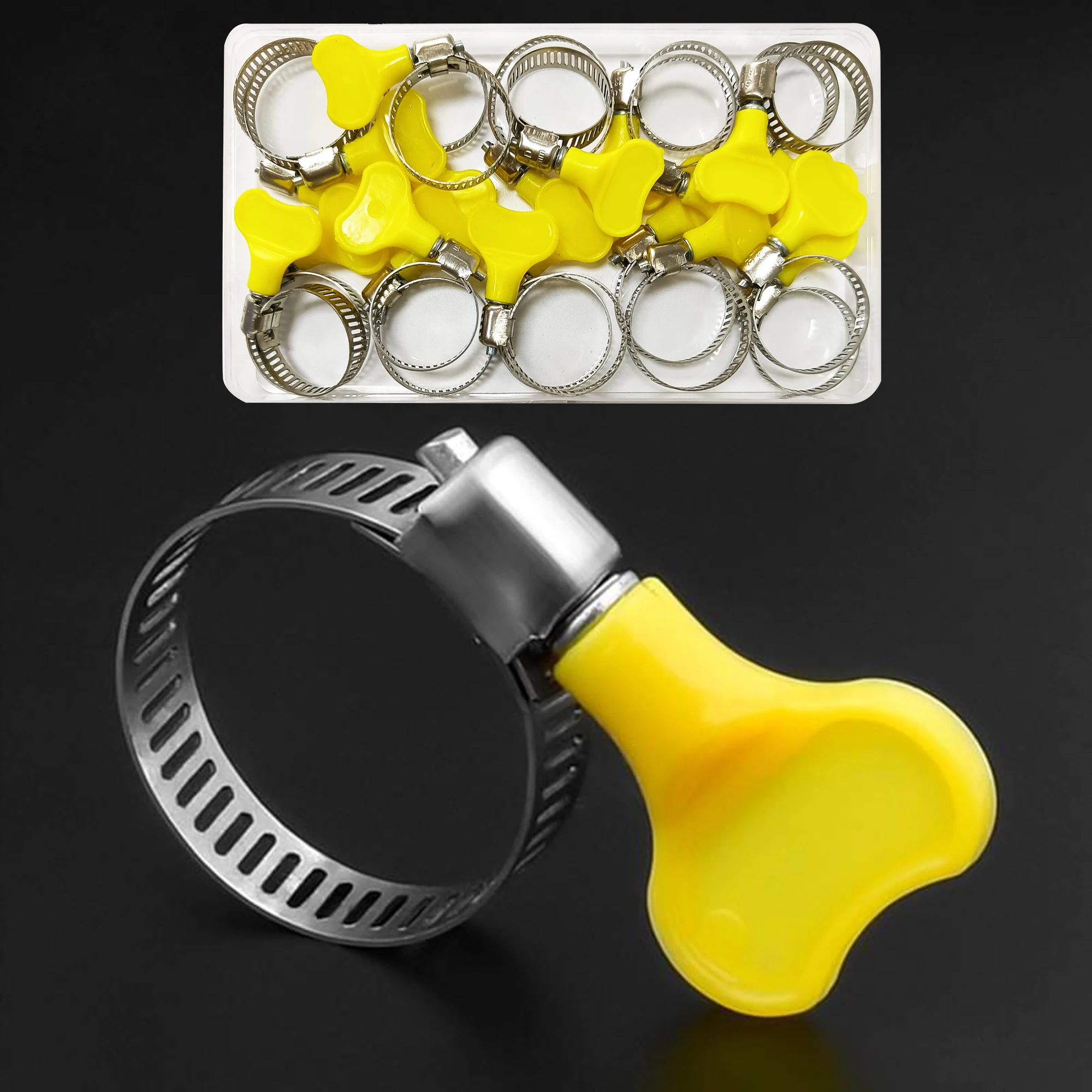 10Pcs Key Type 304 Stainless Steel Worm Gear Hose Clamp, Adjustable Size, Used For Automotive Pipelines Water Pipes image 3