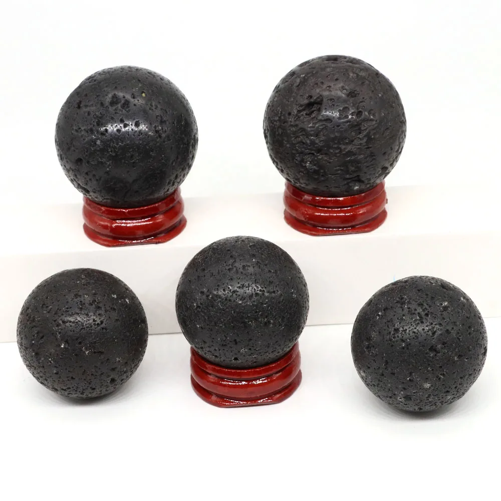 Natural Black Volcanic Lava Ball Polished Globe Massaging Crystals Reiki Healing Stones Sphere Home Decoration Exquisite Gifts