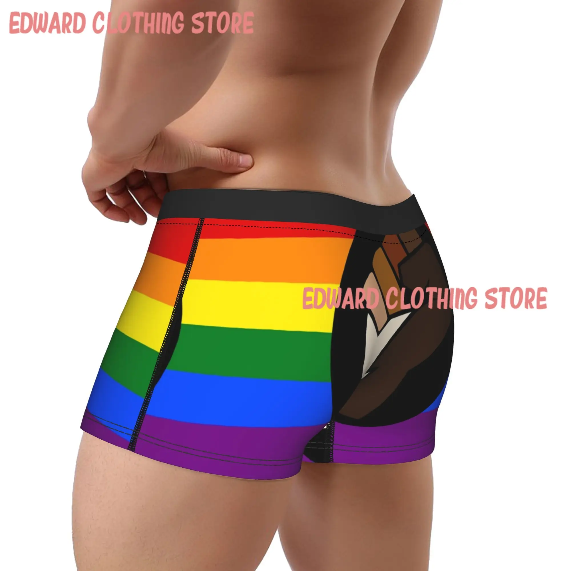 Men Intersectional Pride Flag Underwear Black Lives Matter LGBT Proletariat Union Boxer Briefs Shorts Panties Male Underpants