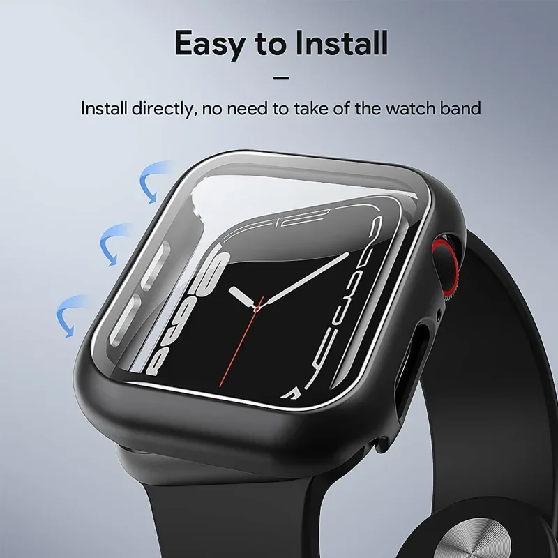 Verre + couvercle pour boîtier de montre Apple 45mm 41mm 44mm 40mm 42mm 46mm, protecteur d\'écran pour iWatch série 10 9 8 7 6 SE 5 4, accessoire