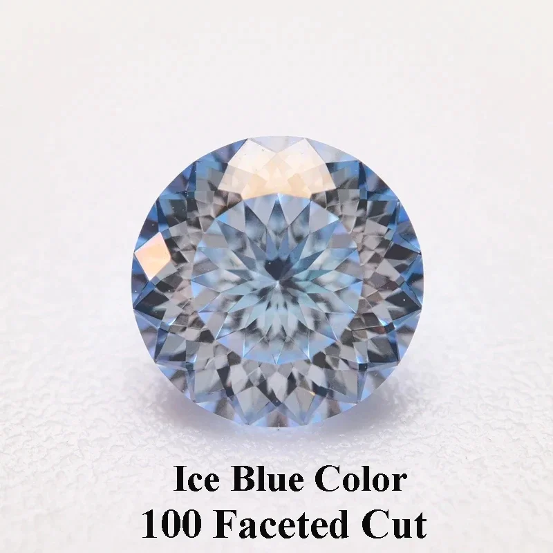 Moissanite Stone 100 Faceted Cut Ice Blue Color Round Shape Lab Grown Gemstone for Charms Women Jewelry with GRA Certificate