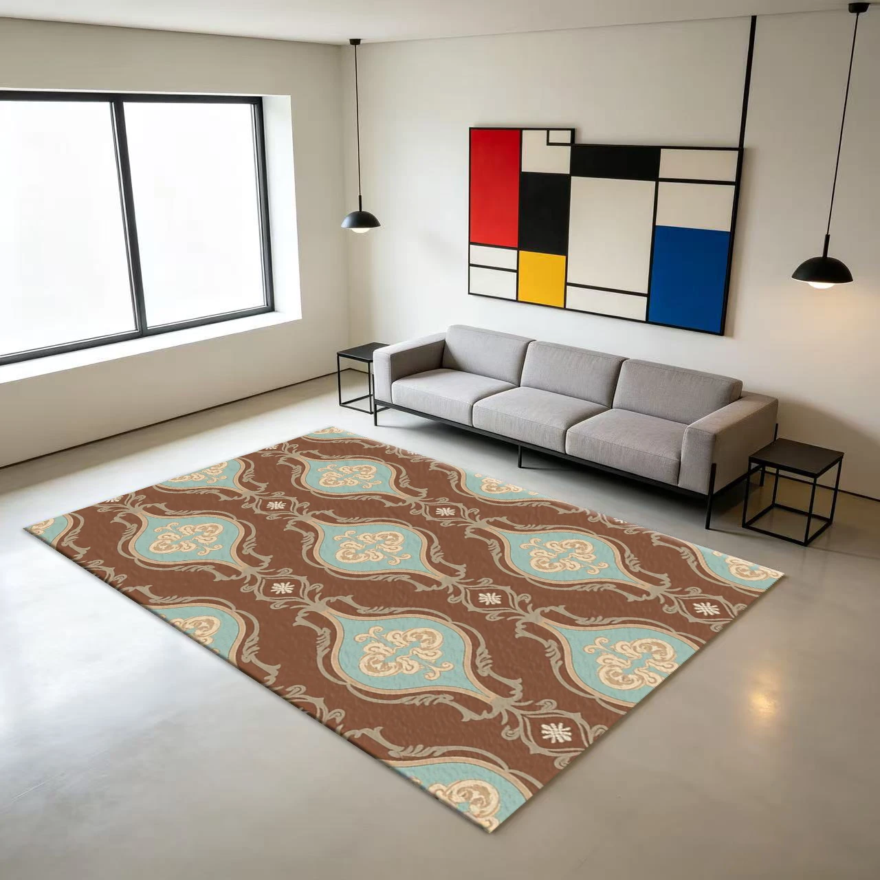 พรมปูพื้นลายเรขาคณิตแบบนามธรรม - Printed Rug Abstract บทวิจารณ์และราคา