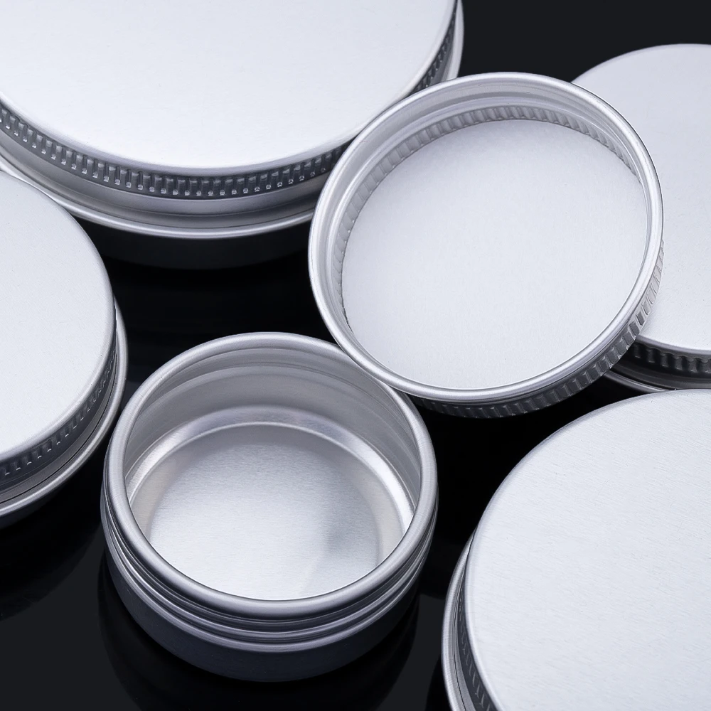 1pc Metal Round Tins Aluminum Empty Silver Color Cans With Screw Lid Jars For Salve Spices Candles Lipstick Cosmetic Storage box