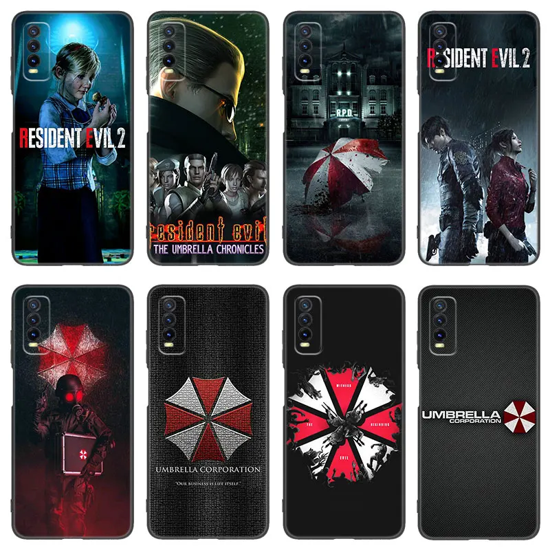 R-RESIDENT GAME EVILS Black Silicone Phone Case For Vivo V27 V29 e V30 X80 X90 Pro Y17 Y21 Y22 Y33 S Y16 Y20 Y27 Y35 Y36 Y55