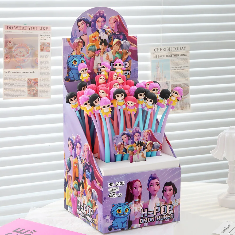 3/6 Pcs KPop Demon Hunters Shaker Gel Pens Cartoon Soft Neutral Pen Black 0.5MM School Supplies Back To School - Image 5