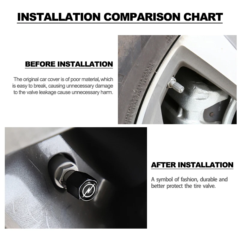 Bouchons de Valve de pneu de voiture, chapeaux anti-poussière avec porte-clés adaptés à Opel Astra Antara ‌ Zafira ‌ Frontera Grandland Rocks Mokka-e Corsa Insignia