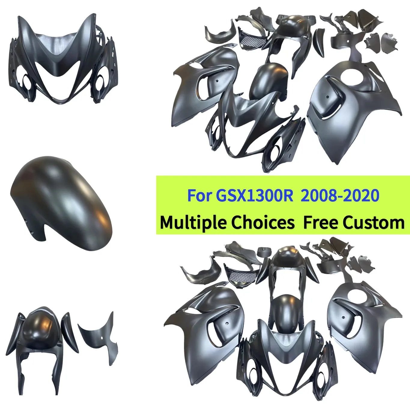 

High Quality ABS Fairing Kit Fit For Suzuki Hayabusa GSX1300R GSXR1300 2008 2010 2011-2020 Matte Gray Black Body Work