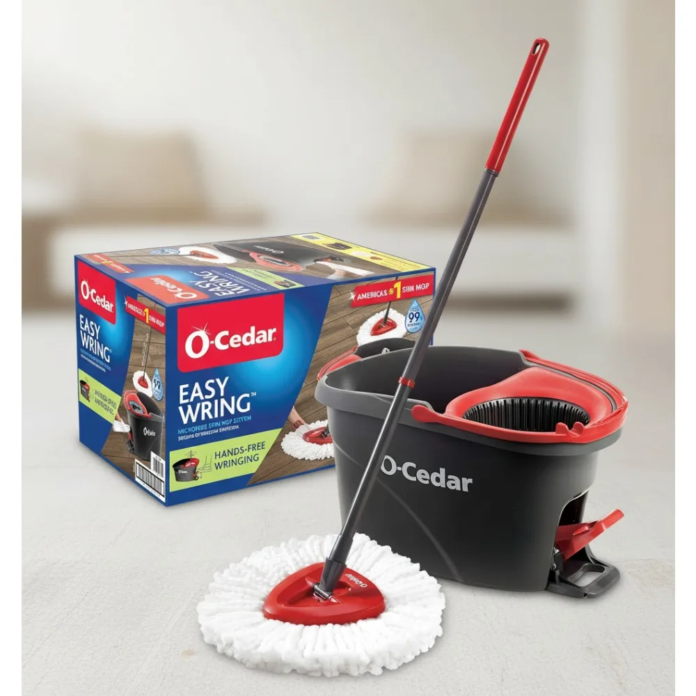 

Effortless Spin Mop and Bucket Set with Microfiber Deep Clean for Home Floor Care
