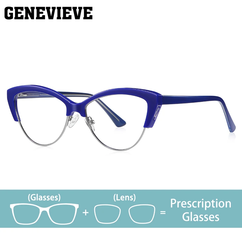 GENEVIEVE Fashion Cat Eye Anti-blue Light Customized Prescription Glasses Myopic Reading Glasses Photochromic Are Available 2177