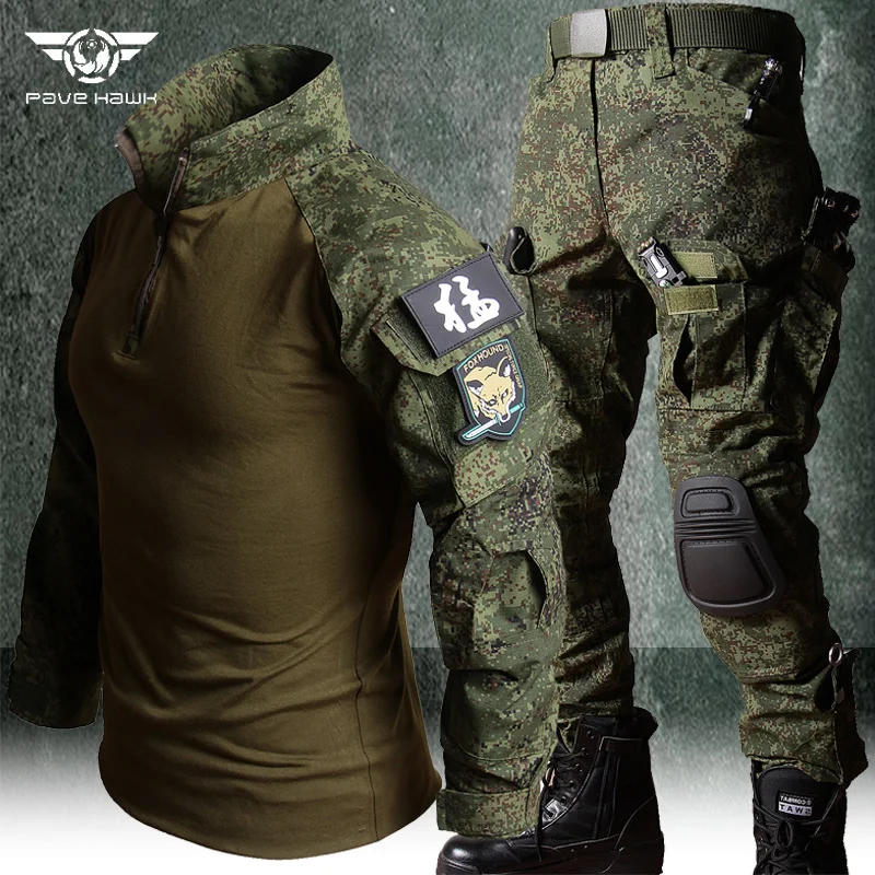 

Men's Quick-drying Tactical Set Practice Training Breathable Frog Suit Tops Multi-pocket Wear-resistant Cargo Pants Spring Suits