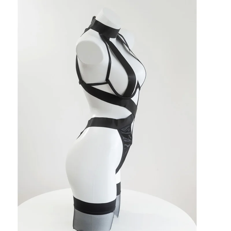 Spiel NieR Automata 2B Cosplay Kostüm Schwarz Bandage Dessous Aushöhlen Frauen Halter Bodysuit Ein Stück Pyjamas Drop Schiff