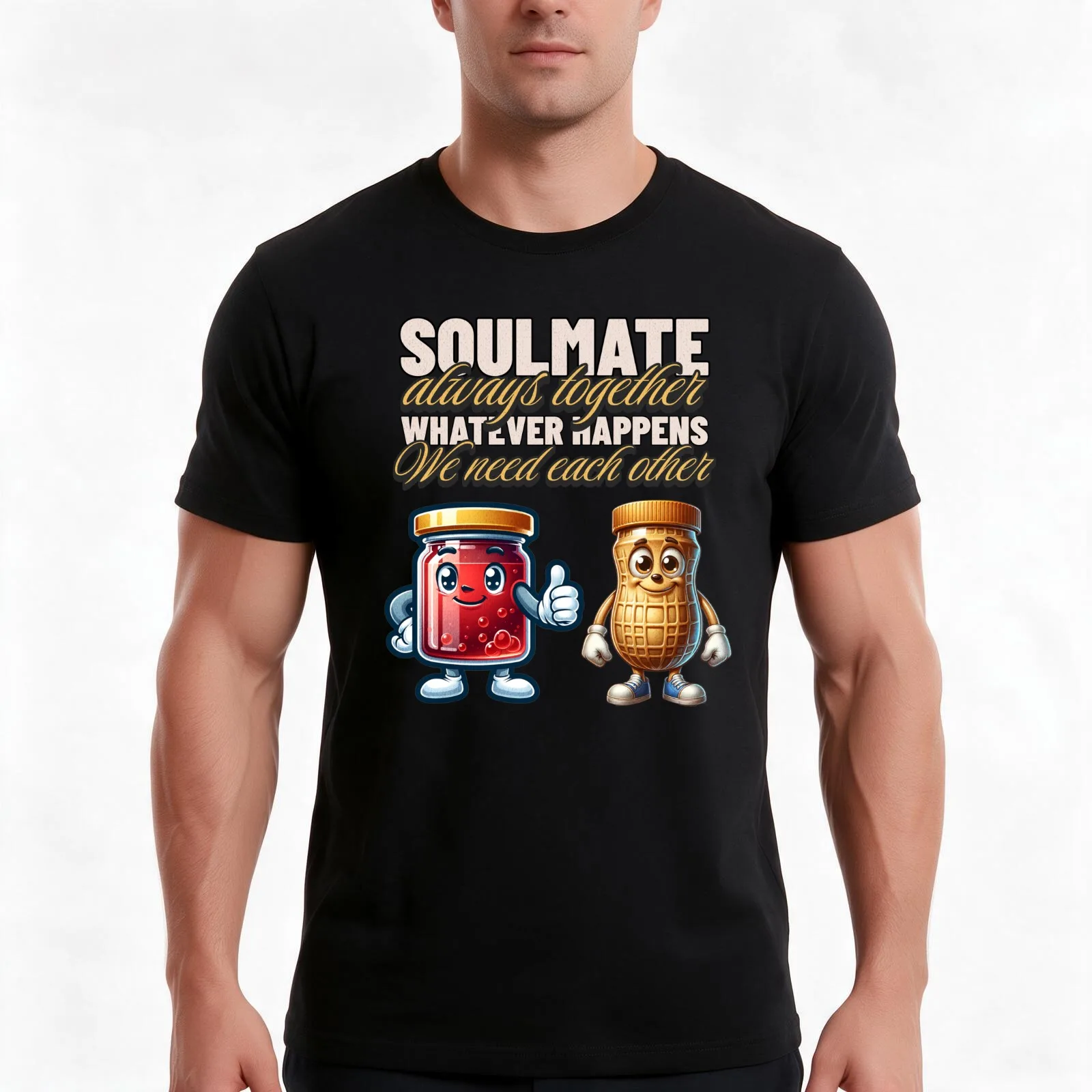 Soulmate Peanut Butter and Jelly T-Shirt Summer Casual Cotton Tee Oversized Streetwear Tops Vintage Graphic Print