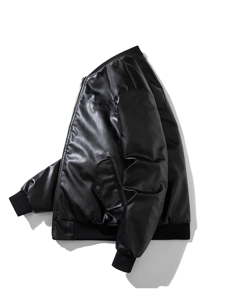 Motorcycle Clothing Leather Coat Men's and Women's Loose Leisure All-Matching Thickened Cotton Padded Pu