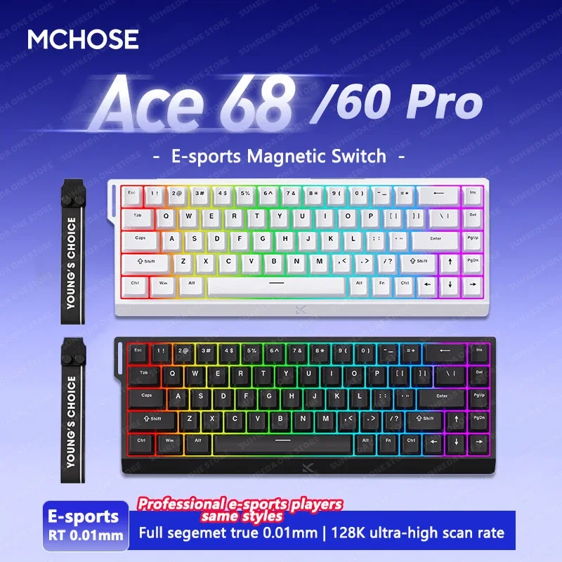 

Mchose Ace 60 Pro Ace 68 Ace68 Игровой магнитный переключатель Механическая клавиатура 8K Скорость заката 128K Скорость сканирования RT 0,01 мм Клавиатура