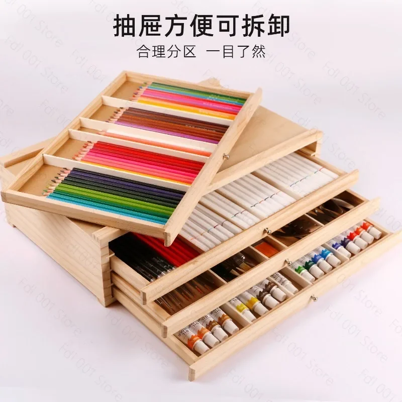 Art Multifunctional Drawer Storage Box for Colored Pens Markers Durable Desktop Art Supplies Organizer