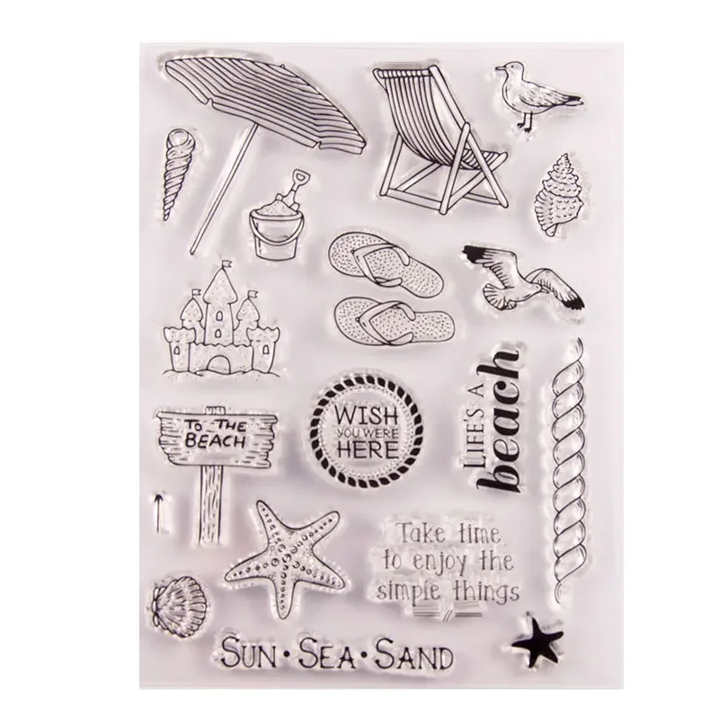 Summer Beach Sun Sea Sand Scrapbook DIY photo cards account rubber stamp clear stamp transparent Handmade card stamp