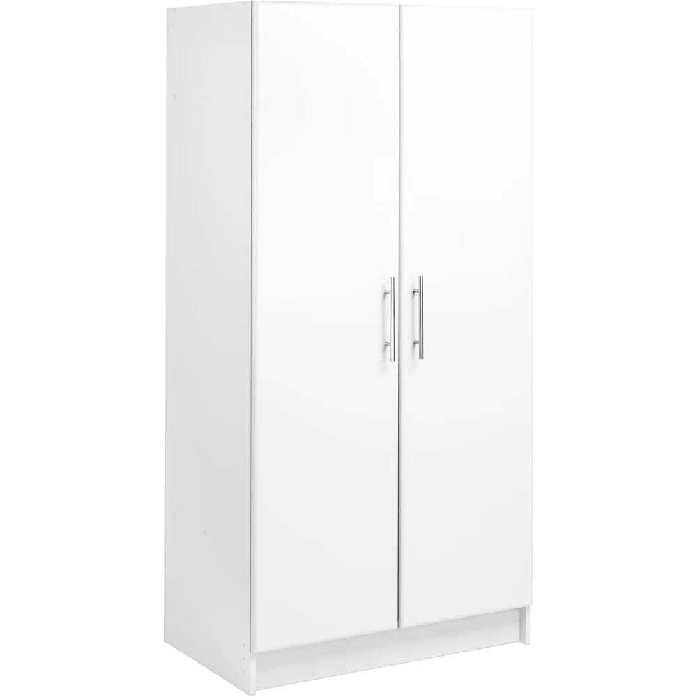 

Armoir, Elite 32"W x 35"H x 20"D White Wardrobe Closet & Cabinet - Functional Clothes Storage with Hanging Rail, Armoire