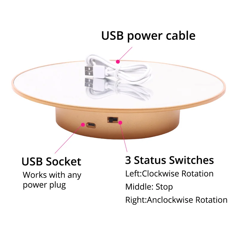 25Cm Diameter Motorized Electric Photography Display Turntalbe Rotating Display Stand For Wigs On Manikin Head For Hair Salon