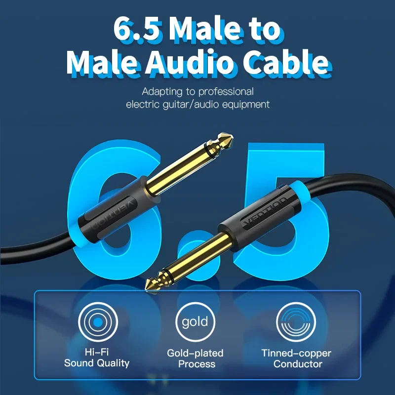 Vention Aux Guitar Cable Jack 6.5 mm to 6.5 mm Audio Cable for Guitar Mixer Speaker Stereo Jack 6.35mm Aux Cable 1m 3m 5m 10m