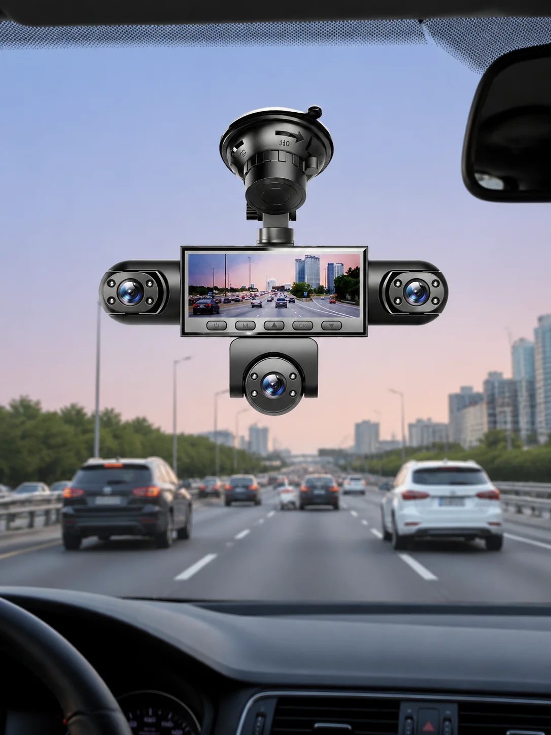 BCUOZ 5-Kanal-1080P-Dashcam mit Panoramablick, 1080P-Frontkamera und 720P-Kameras für Links/Rechts/Hinten, 3,16-Zoll-Bildschirm, Super-Nachtsicht, Loop-Aufnahme, G-Sensor, 24-Stunden-Parküberwachung,