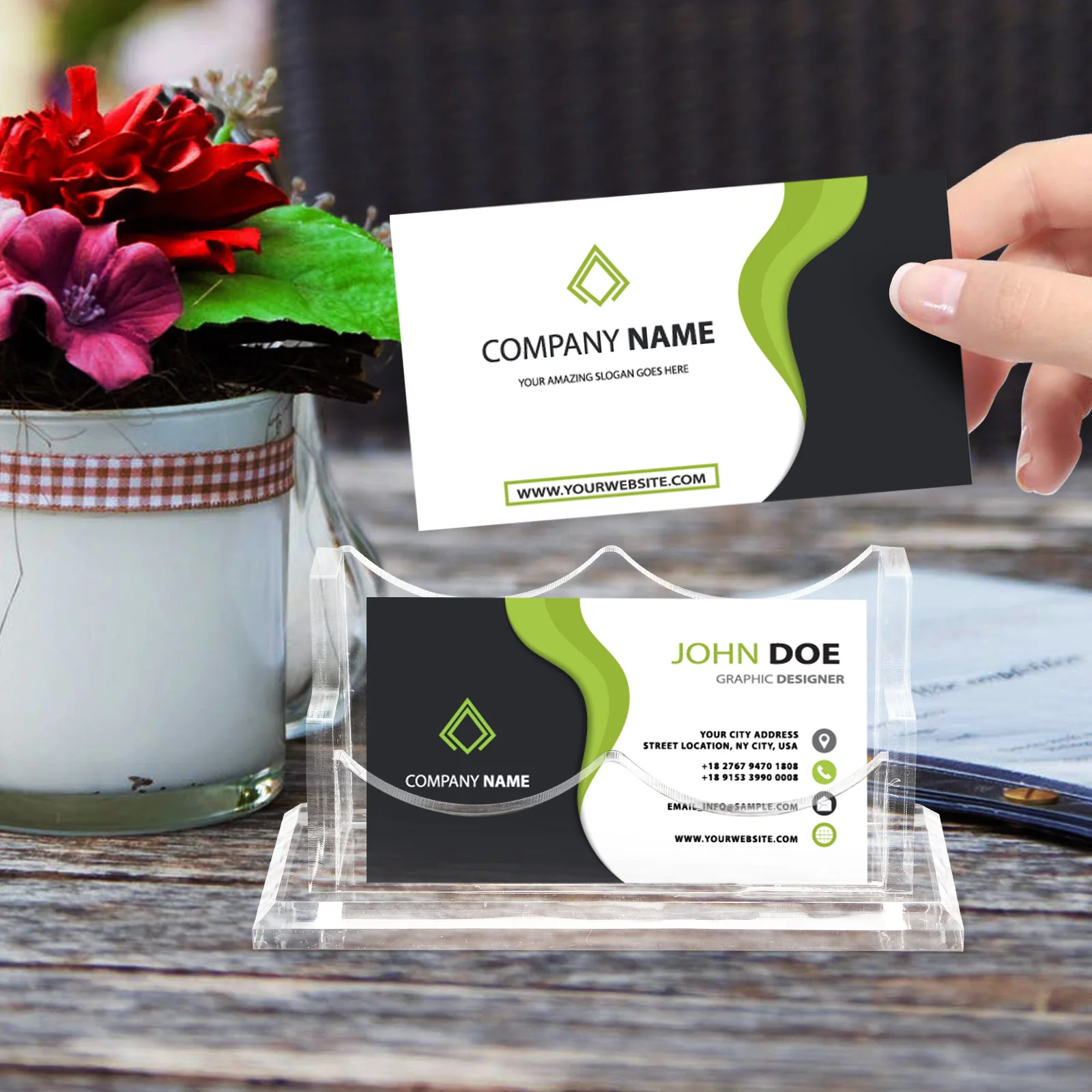 Acrylic Business Card Holder Clear Desk Organizer Sturdy Material High Hardness Premium Quality Card Display Name Holder