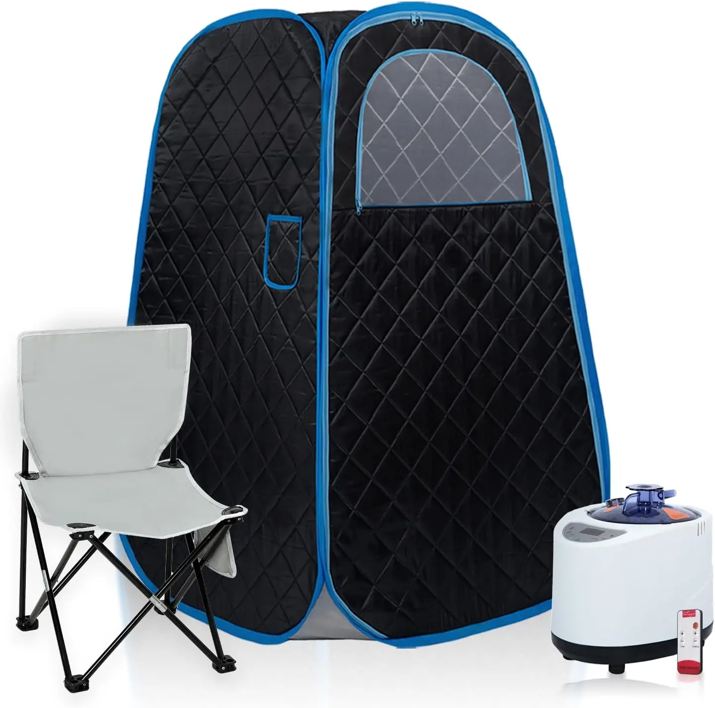 

Foldable Portable Steam Sauna, Personal Sauna Tent for Home SPA with 1000w 2.2L Steamer, Folding Chair, Remote Control, Black