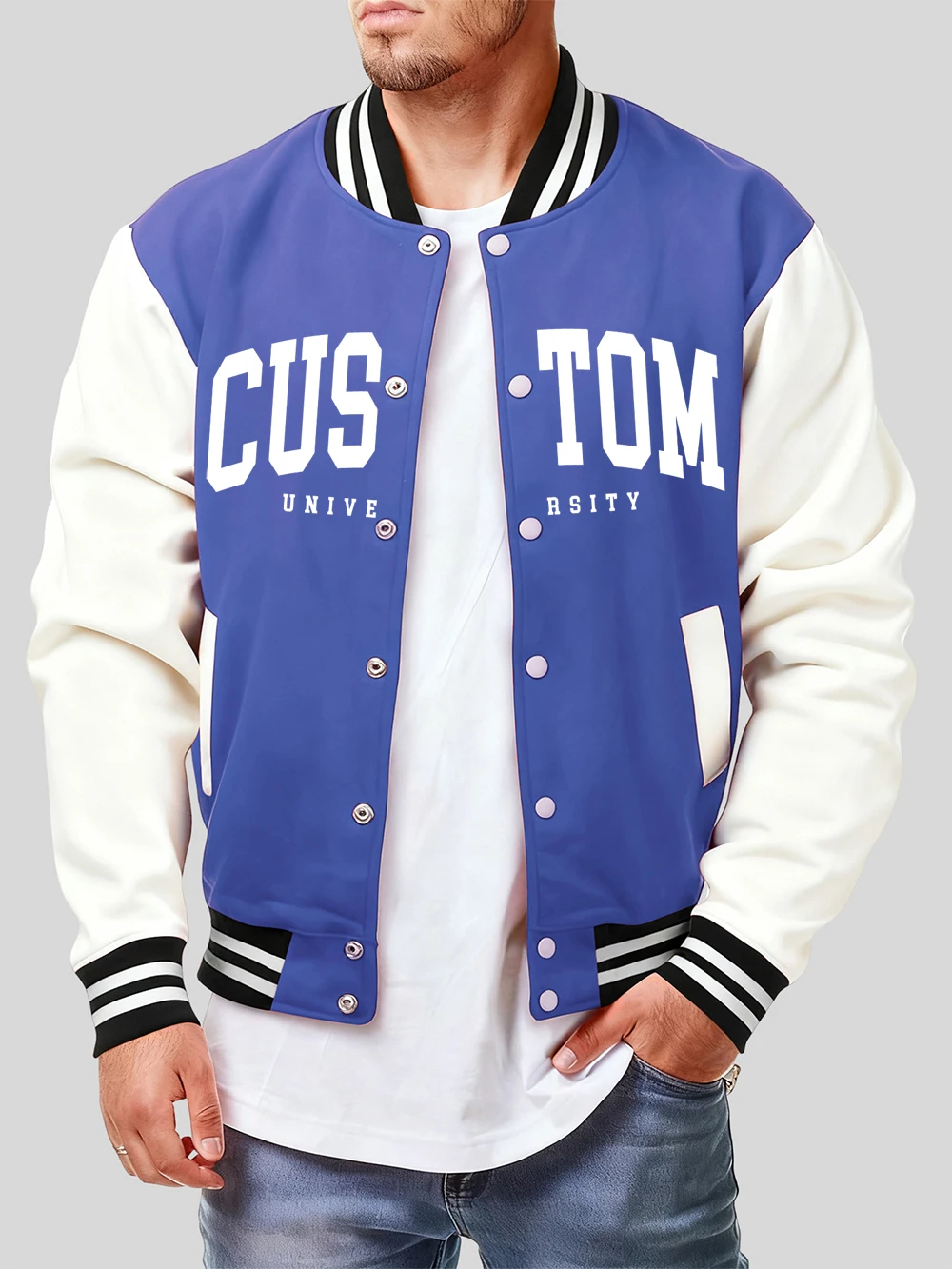 

Custom University Prints Cotton Coats Men Winter Loose Baseball Jersey Basics Fleece Warm Jackets Casual Pocket Male Clothes