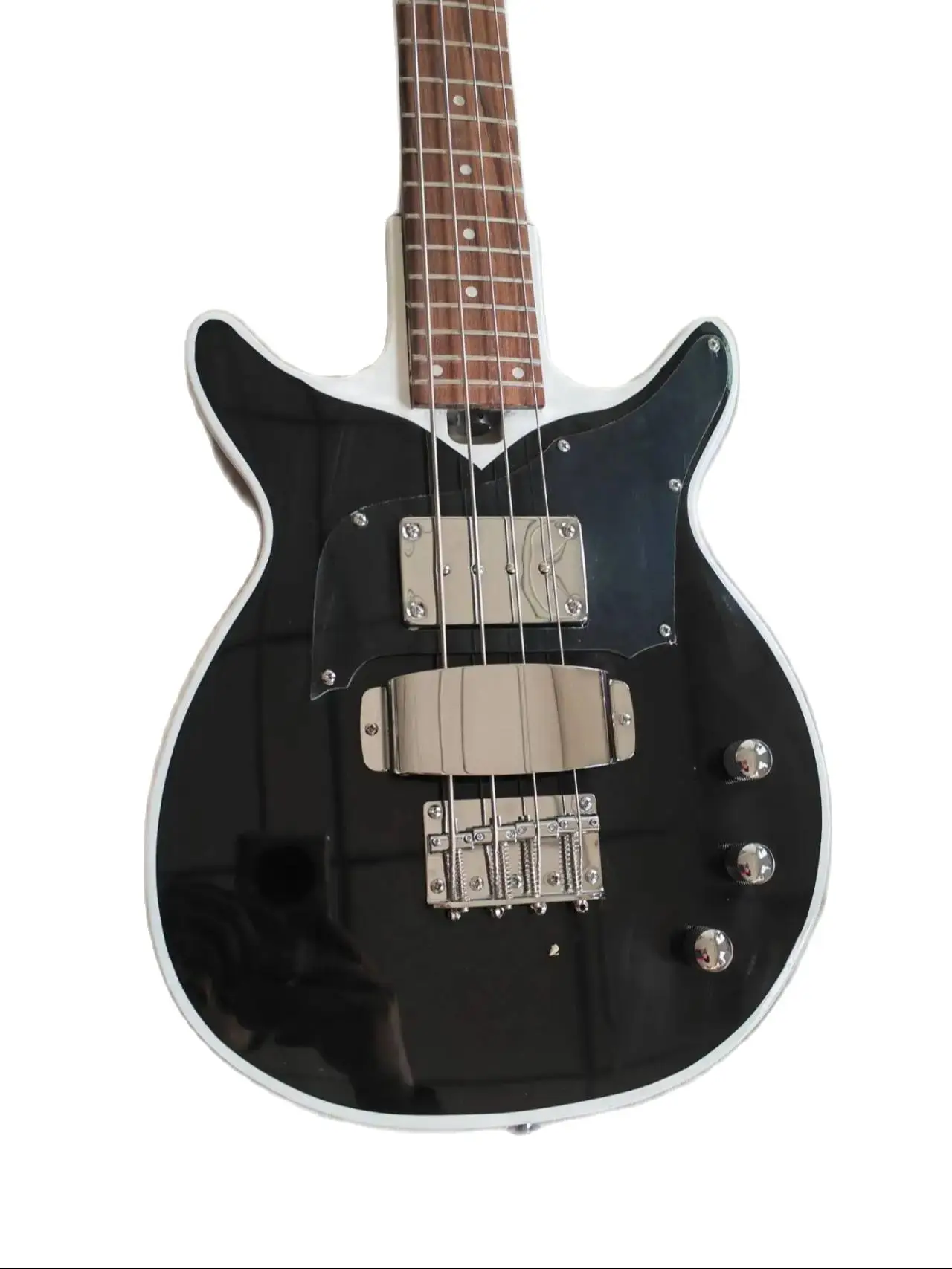 

Electric Bass 24 Fret Black Electric Bass White Trim Professional Bass Black Hot Products