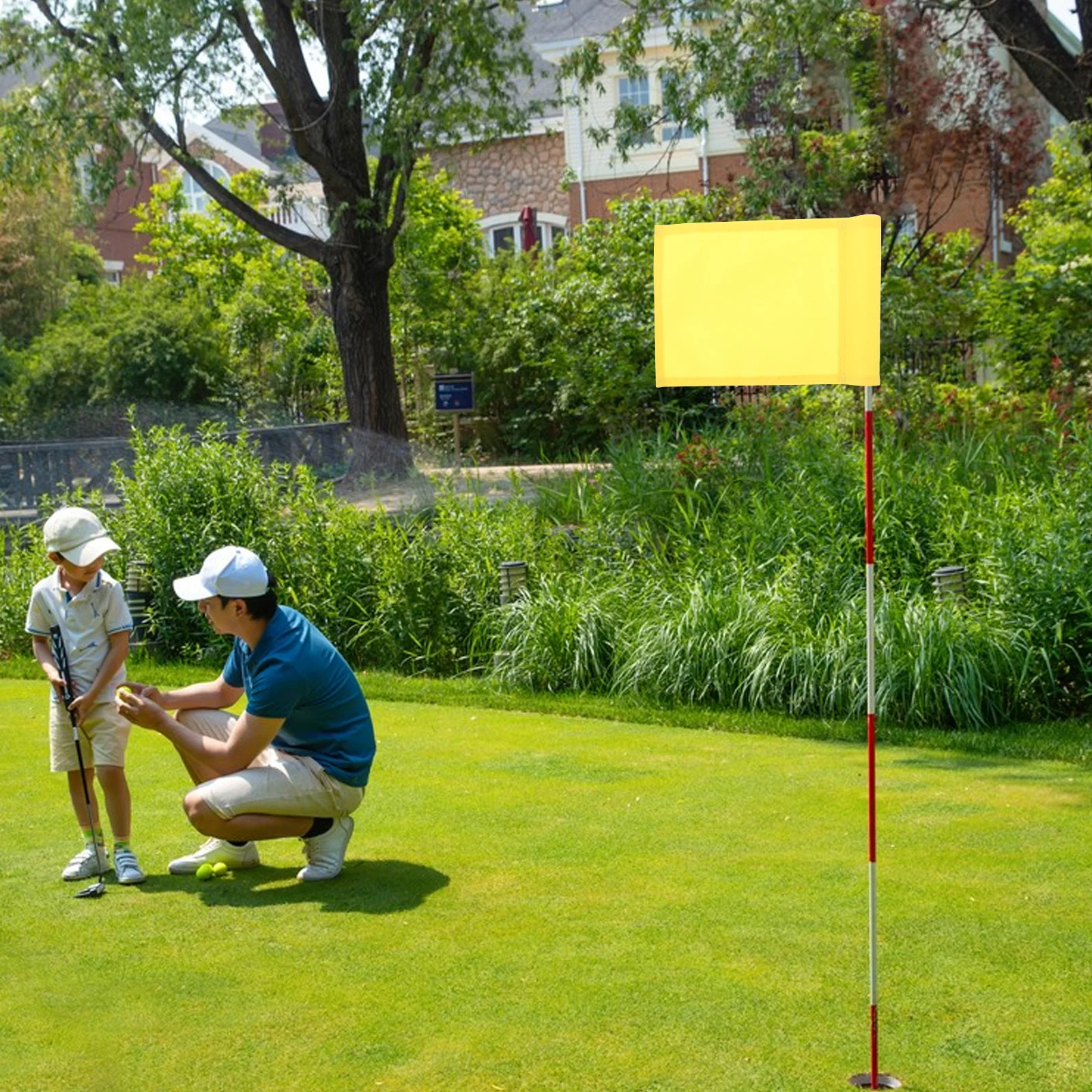 

Green For Hole Yellow Safety Handicap Flag Durable Nylon Portable Practice Training Aid Enhanced Visibility Sports Flags Hole