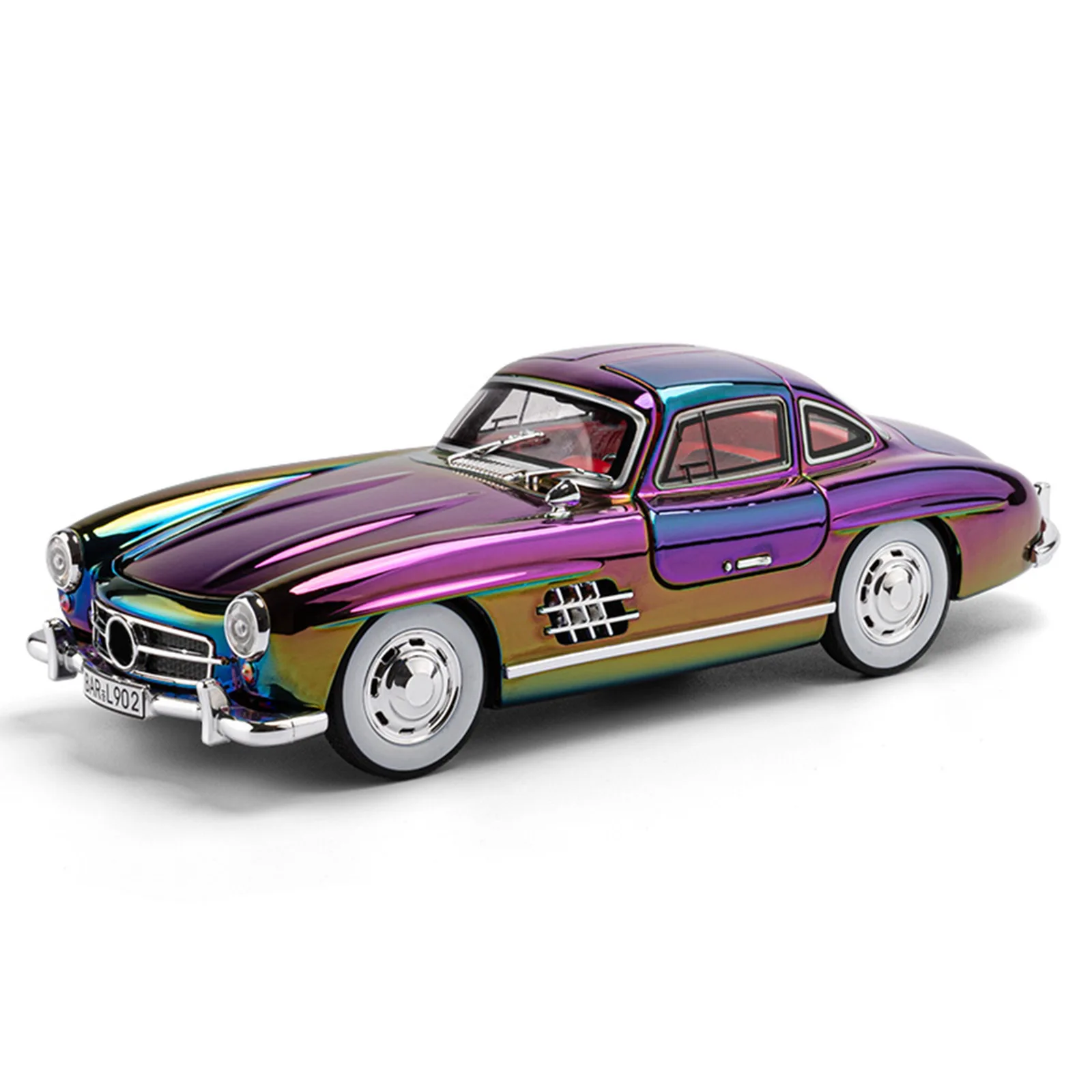 Che zhi 1:24 carro clássico 300sl liga modelo galvanoplastia puxar para trás porta menino brinquedo diecast liga modelo de carro colecionável