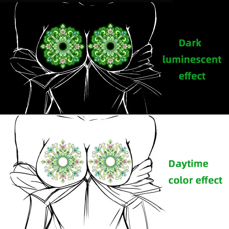 Green Vine Luminous Lady Sexy Chest Charming Demon Tattoo Decal Waterproof Sweatproof Female Lifelike Temporary Sticker