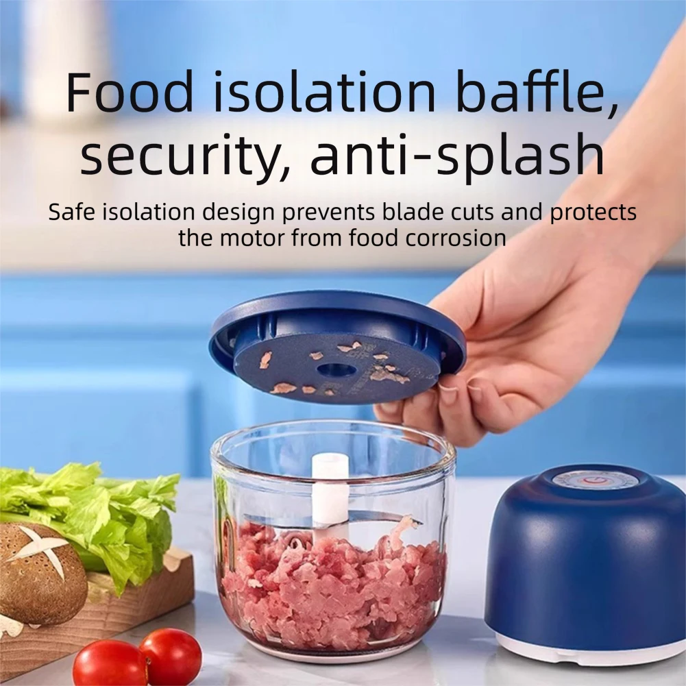 Portable Electric Garlic Chopper 350ml Meat Vegetable Grinder Mincer Crusher Rechargeable Cordless Food Processor