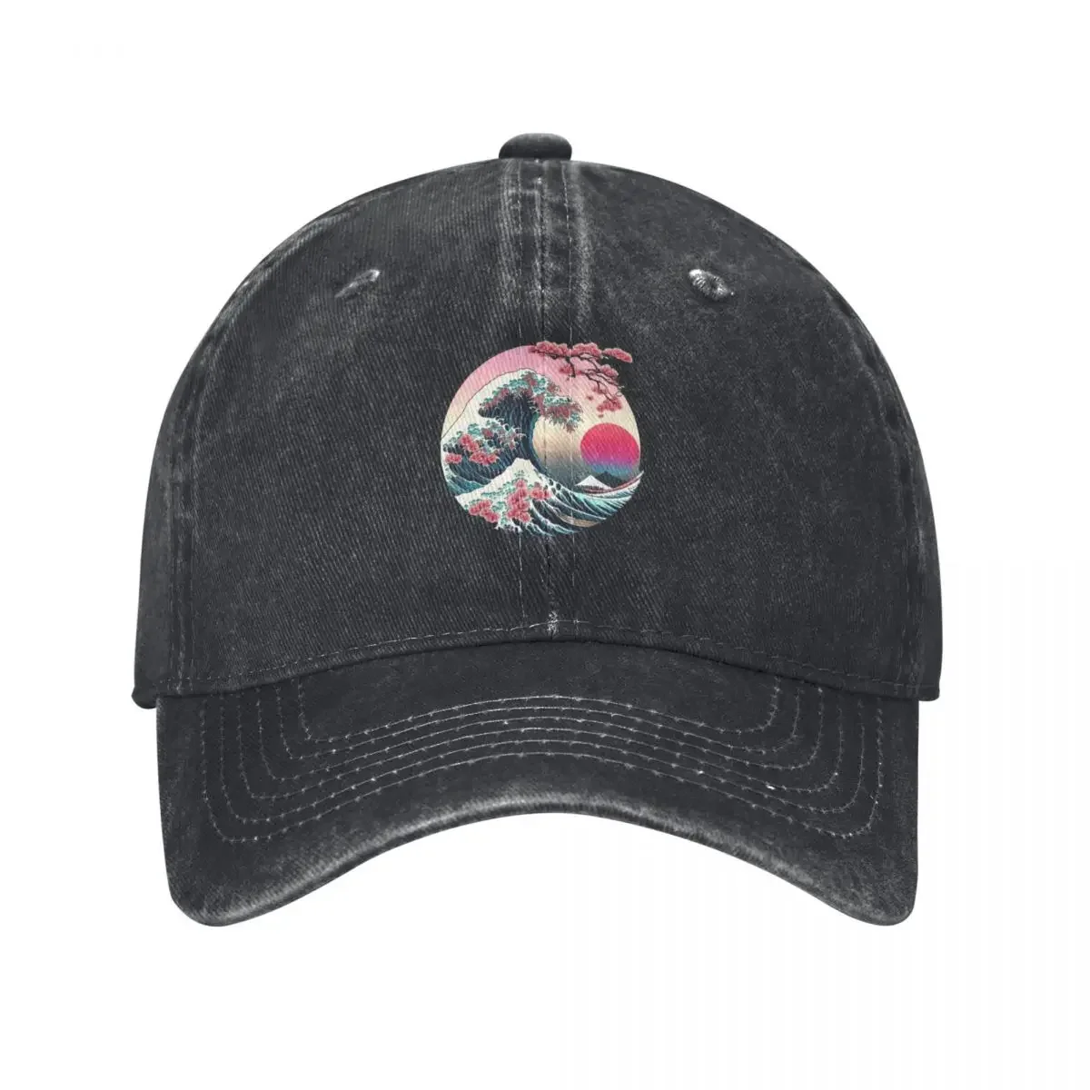 Vaporwave Aesthetic Great Wave Off Kanagawa Retro Sunset Baseball Cap Sunscreen Beach Luxury Cap Mens Caps Women's