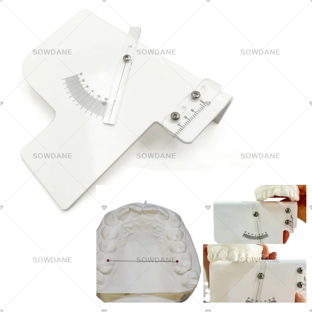 Régua de medição de dentes molares de laboratório, seis elementos, dispositivo de medição molar, transferidor combinado e ferramenta de régua deslizante