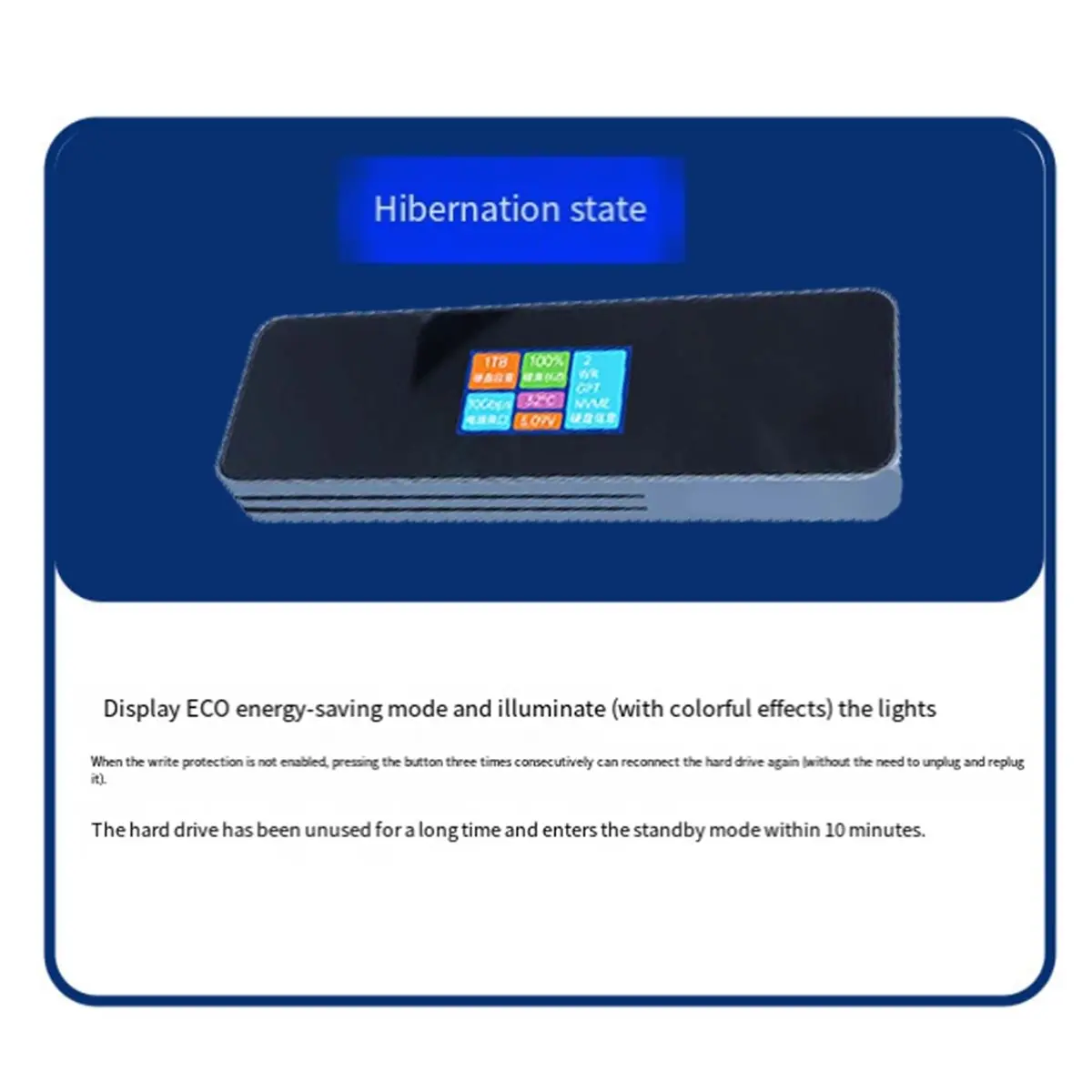 NEW FACTORY~Intelligent M.2 Portable Solid State Drive Enclosure with Write Protection Dual Protocol Aluminum Alloy Screen