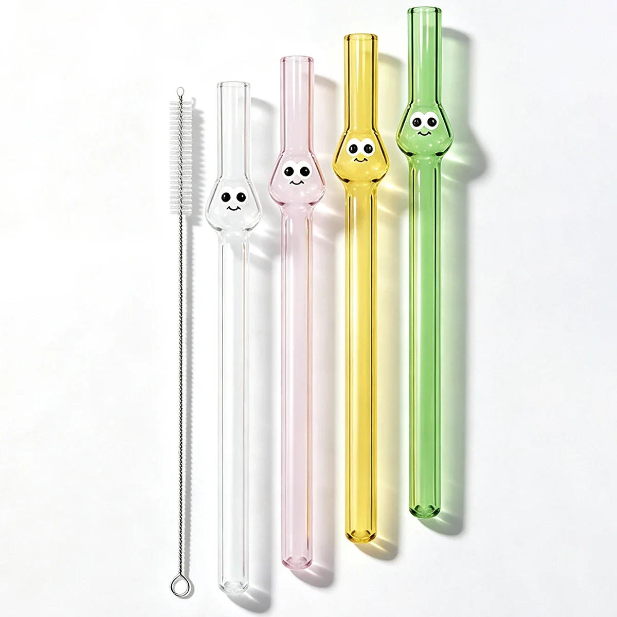 4pcs Wide 12mm Glass Straw Set with Brush Reusable Glass Straw Suitable for Milkshakes Juices Coffee Tea Kitchen Bar Accessories