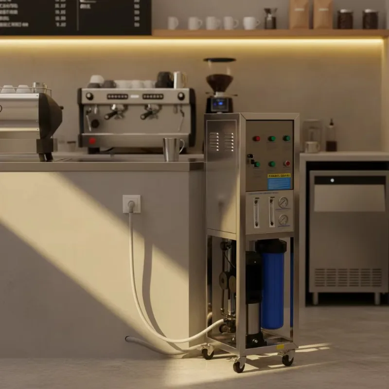 Commercial RO Water System 250LPH 1600GPD Slim For Boutique Coffee Shop Beverage Espresso Solution SUS304