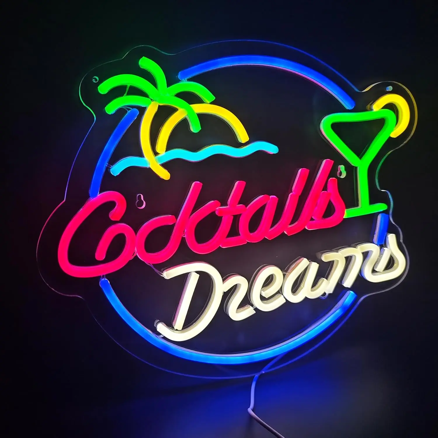 Cocktails Dreams USB Powered Led Neon Sign Dimmable Neon Light Wall Decor For Room Decor Bar Home Room Bedroom