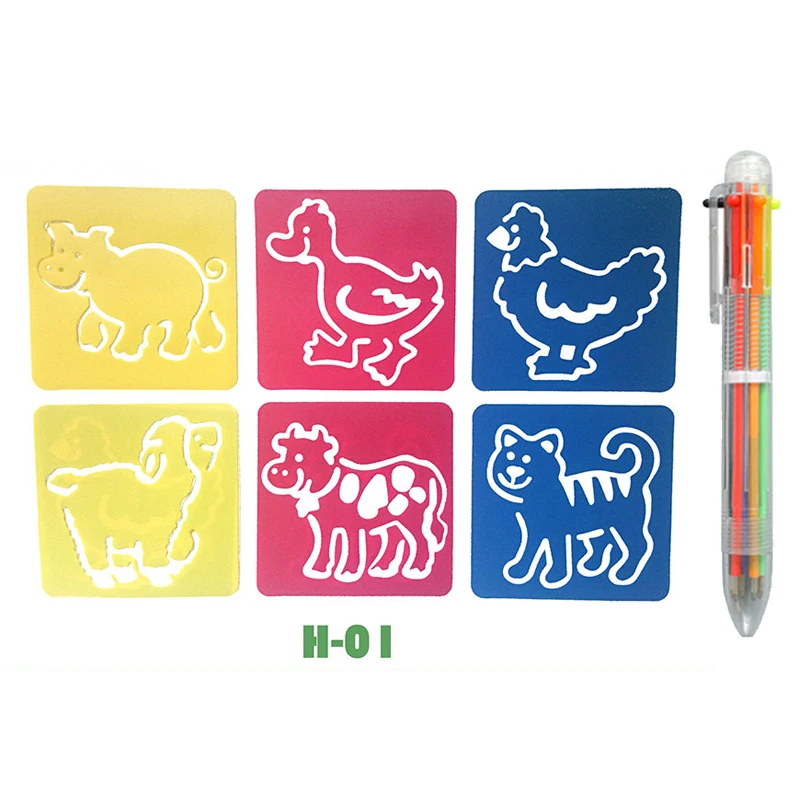 DIY Cartoon Shape Drawing Stencils for Educational Art