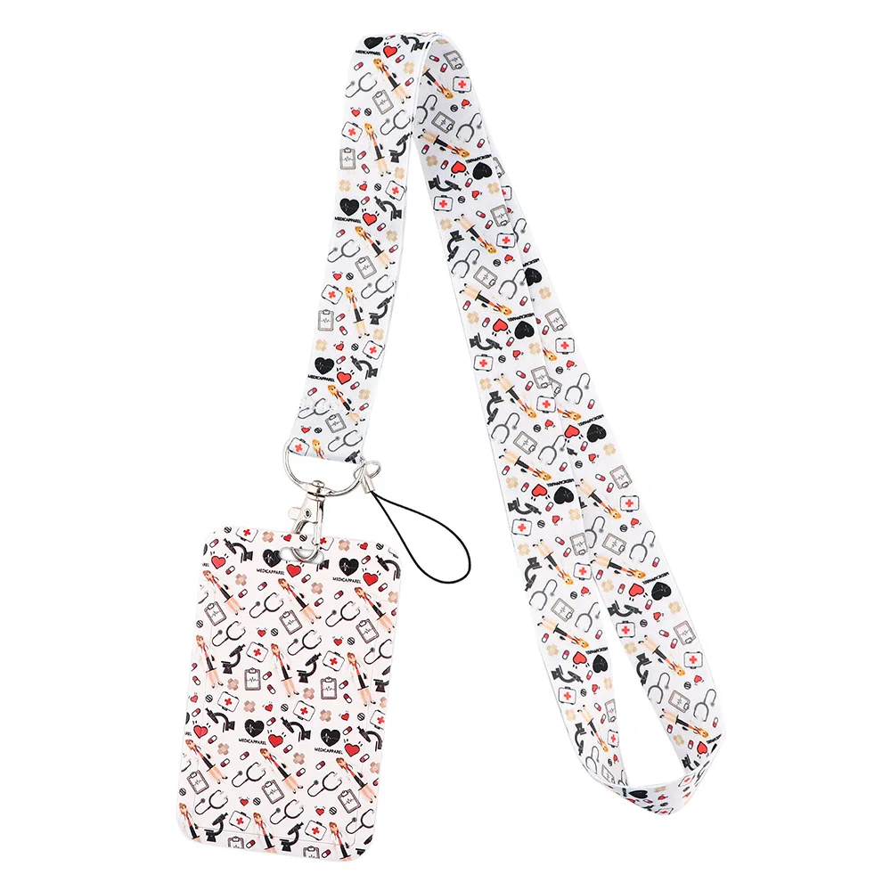 Doctor Nurse Medical Equipment Neck Lanyard with ID Badge Holder Keyring Pendant Phone Keychain Accessories