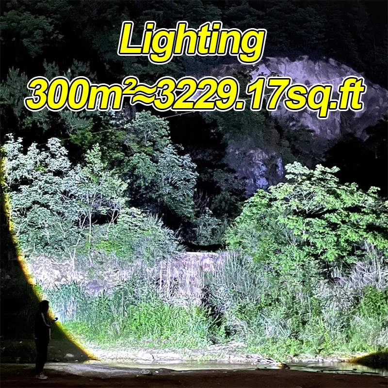 10000000LM Super Bright Torch 1500W High Power LED Flashlight USB Rechargeable Lamp Outdoor Camping Lantern Tactical Flashlight