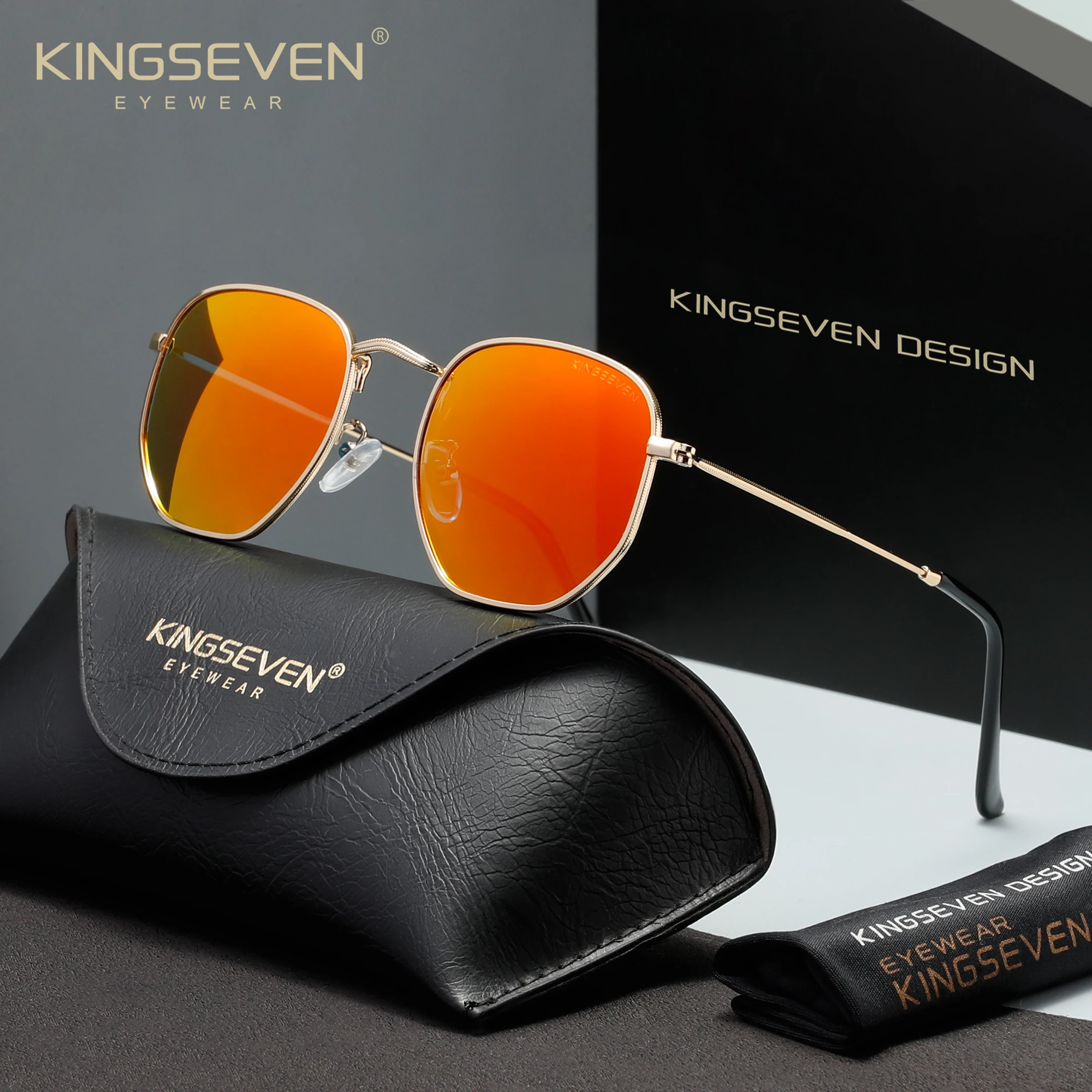 KINGSEVEN Lightweight Sunglasses Men Retro Glasses Leisure Glasses Outdoor Polarized UV400 Driving Eyewear
