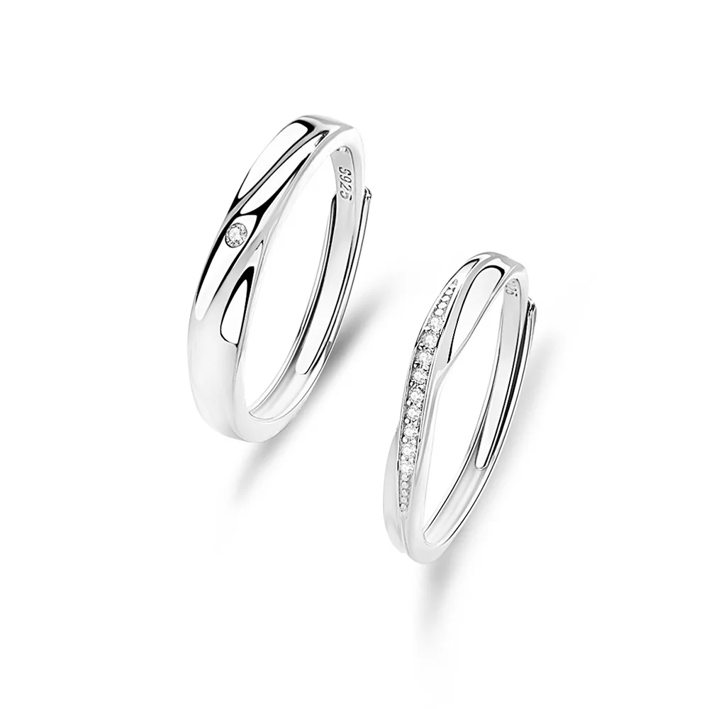 925 Mobius X ring couple ring men's and women's high-end light luxury cross-border open ring