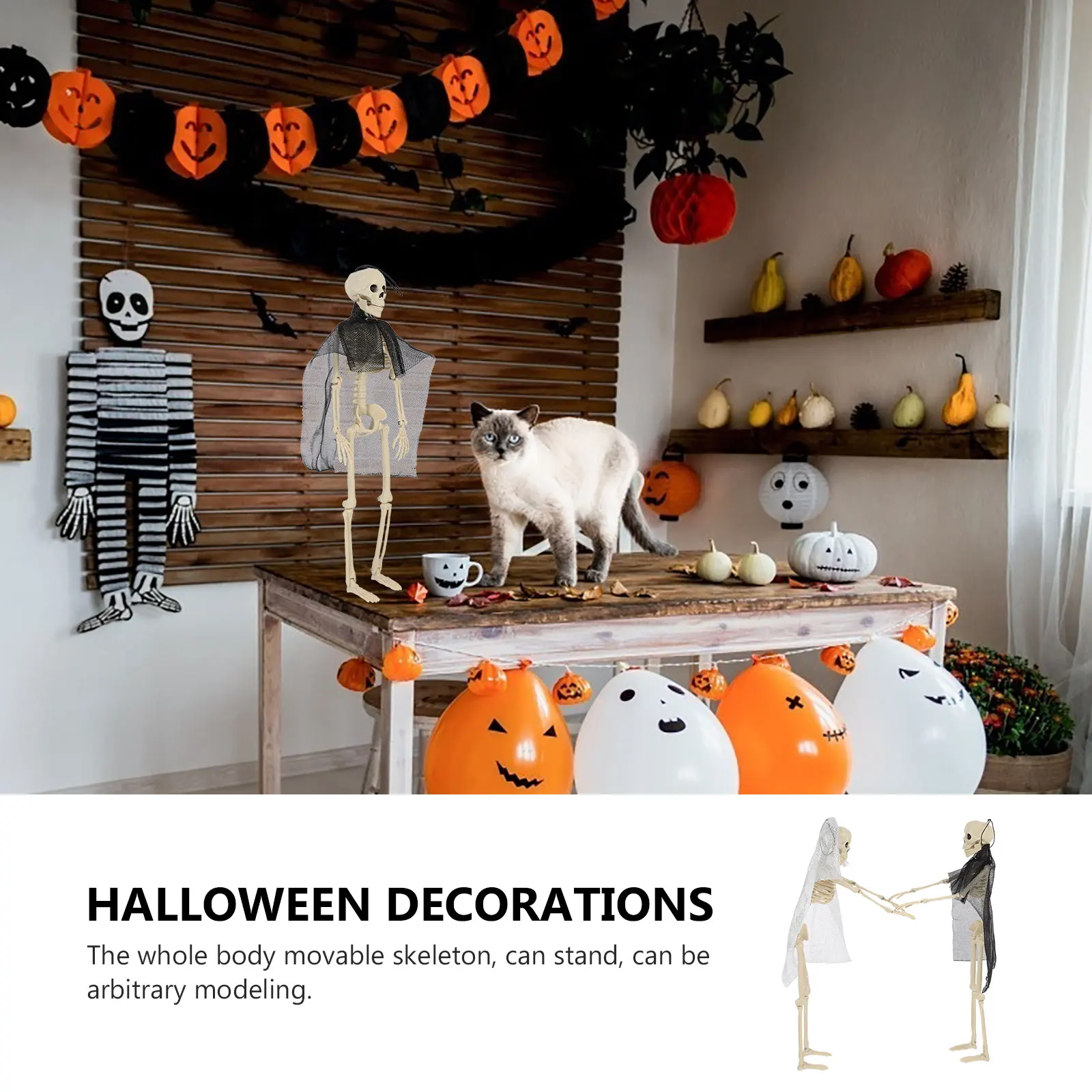 

2Pcs Atmosphere Props Full Body Hanging Bride Groom Flexible Joints Halloween Decor Party Halloween Groom