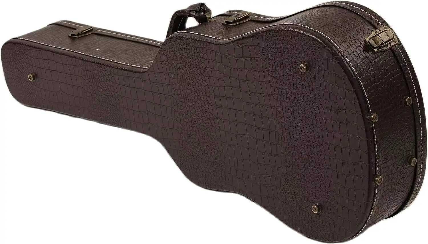 41\'\' Brown Acoutic Guitar Hard Case Pattern Leather with Plush Interior Wooden Case For Hollow Body Guitar