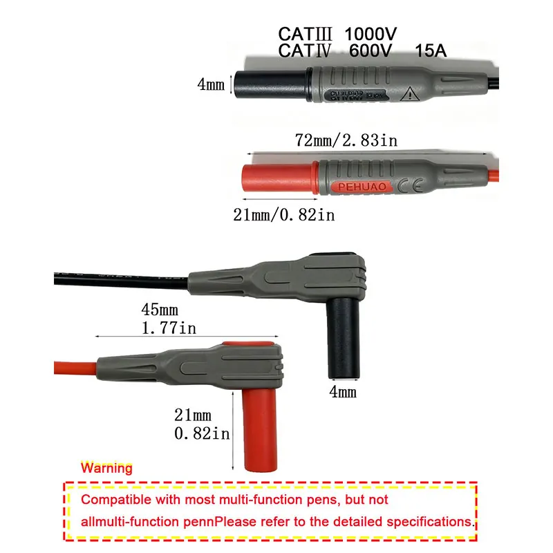 2 Stück superlange, weiche, isolierte Silikon-Multimeter-Messleitungen, 4-mm-Bananenstecker-Messkabel, Länge optional: 5FT/10FT – Detail 4